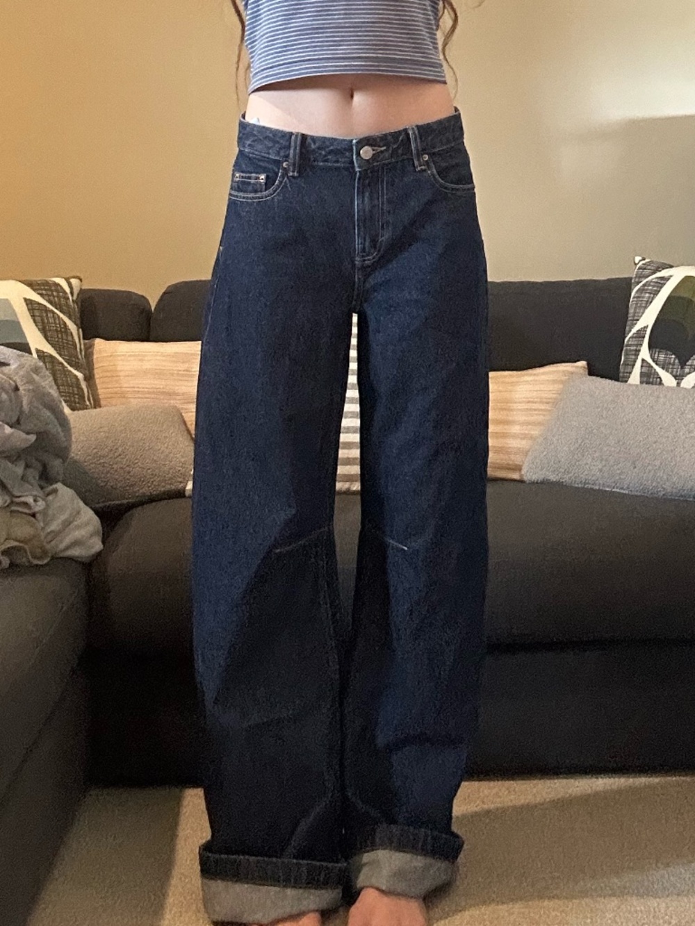 PacSun Remi Baggy Barrel Jeans with Knee Darts – Dark Blue size 25 - Picture 9 of 9